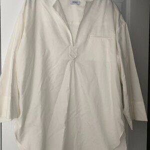 Nomia White V-Neck Blouse Size M